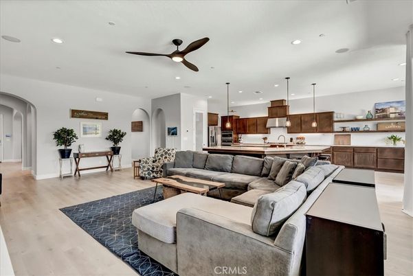 Interior, Kitchen, Living room, Pendant Lights, Recessed Lighting, Wood Texture Flooring