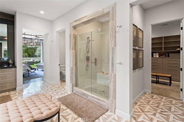 Bathroom, Glass Shower, Interior, Recessed Lighting