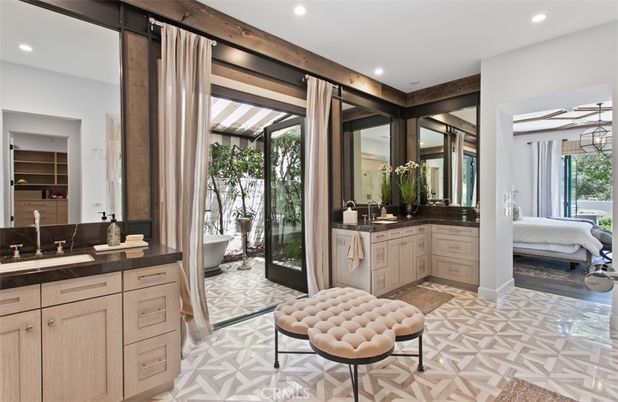 Bathroom, Bedroom, Dual Sink Vanities, Free Standing Baths, Interior, Recessed Lighting