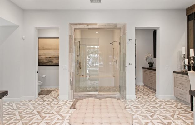 Bathroom, Glass Shower, Interior, Recessed Lighting