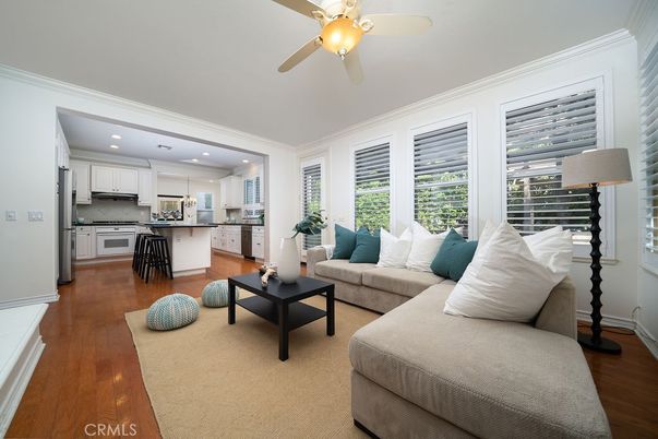 Interior, Kitchen, Living room, Recessed Lighting, Stainless Steel Appliances, Wood Texture Flooring