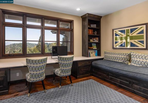Home Office, Interior, Recessed Lighting, Wood Texture Flooring