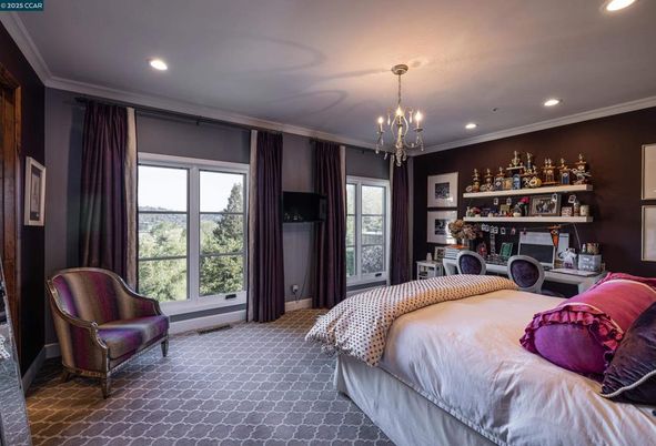 Bedroom, Chandelier, Interior, Recessed Lighting