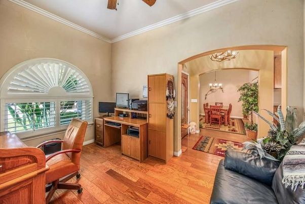 Chandelier, Home Office, Interior, Wood Texture Flooring