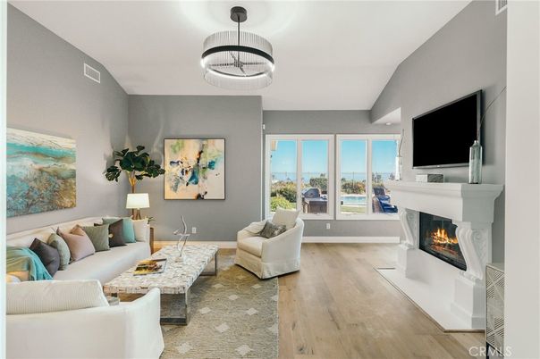 Fireplace, Interior, Living room, Pendant Lights, Wood Texture Flooring
