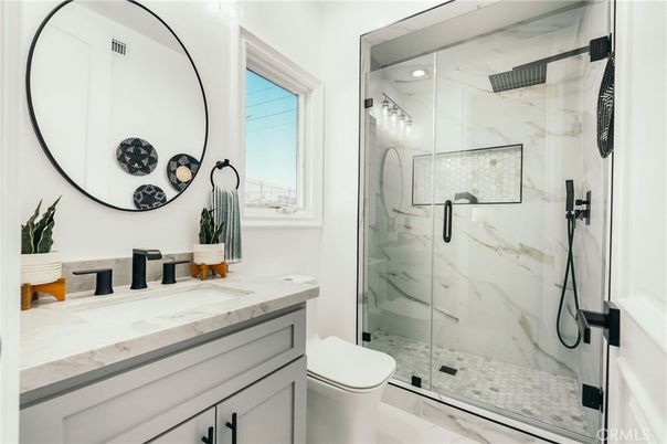 Bathroom, Glass Shower, Interior, Marble Walls