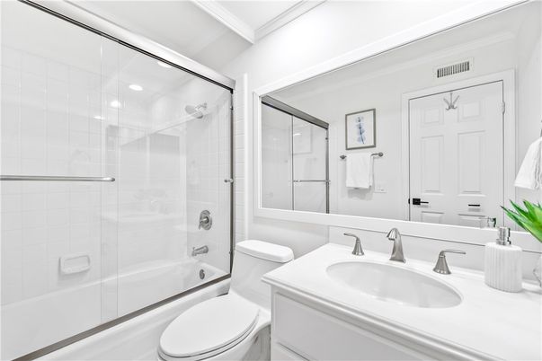 Bathroom, Glass Shower, Interior, Recessed Lighting