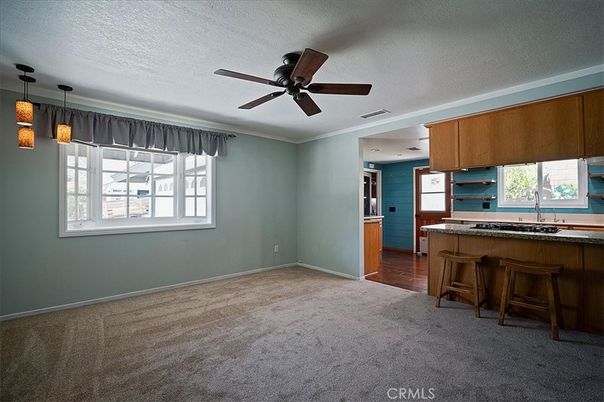 Empty room, Interior, Kitchen, Pendant Lights