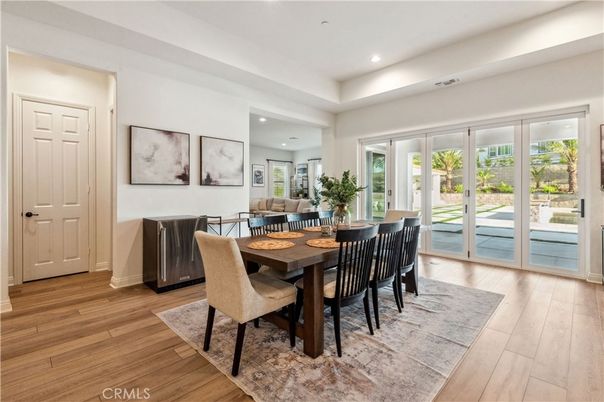 Dining room, Interior, Recessed Lighting, Wood Texture Flooring