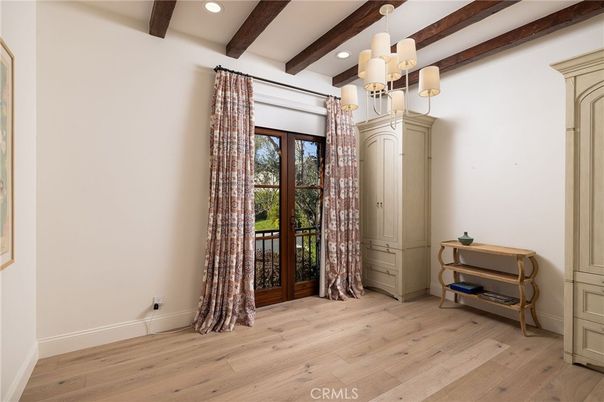 Chandelier, Interior, Recessed Lighting, Wooden Beams, Wood Texture Flooring