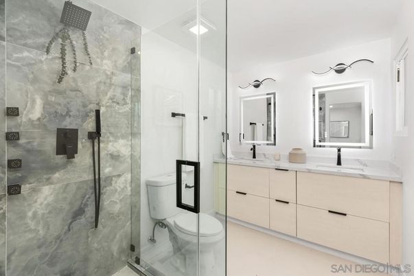 Bathroom, Dual Sink Vanities, Glass Shower, Interior