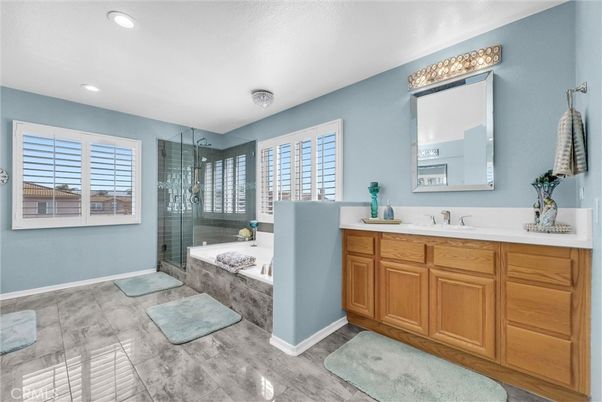 Bathroom, Dual Sink Vanities, Glass Shower, Interior, Recessed Lighting