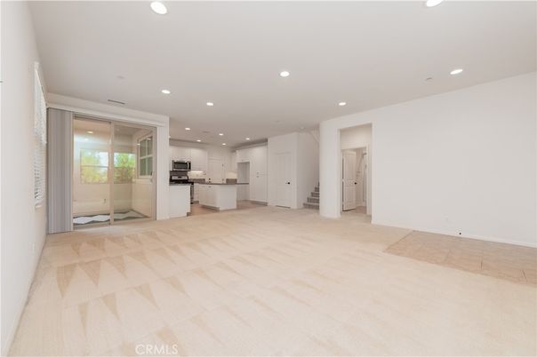 Empty room, Interior, Kitchen, Recessed Lighting, Stainless Steel Appliances