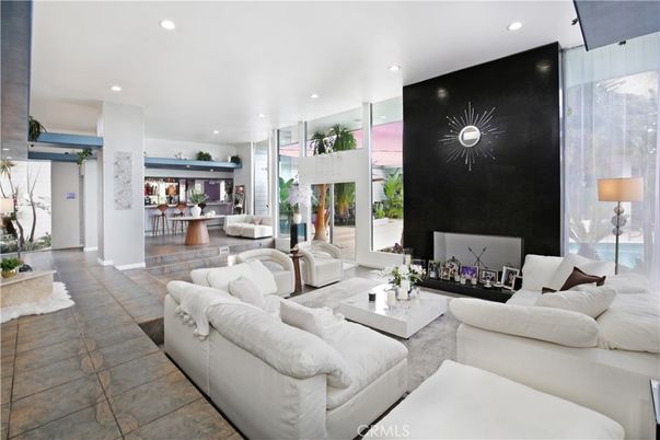 Dining room, Fireplace, Interior, Living room, Recessed Lighting