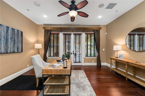 Home Office, Interior, Recessed Lighting, Wood Texture Flooring