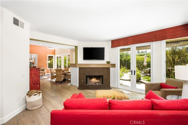 Dining room, Fireplace, Interior, Living room, Wood Texture Flooring