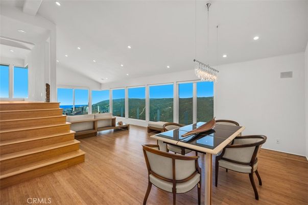Chandelier, Dining room, Interior, Recessed Lighting, Water, Wood Texture Flooring