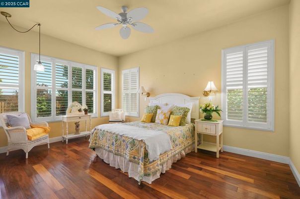 Bedroom, Interior, Pendant Lights, Wood Texture Flooring