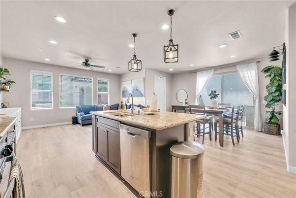 Dining room, Interior, Kitchen, Living room, Pendant Lights, Recessed Lighting, Wood Texture Flooring
