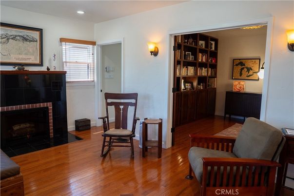 Fireplace, Interior, Recessed Lighting, Wood Texture Flooring