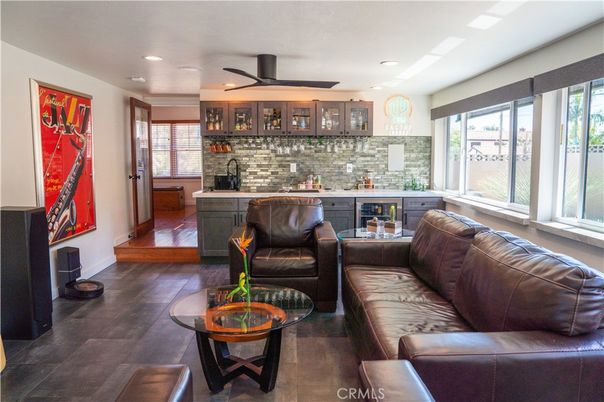 Interior, Living room, Recessed Lighting, Stone Walls, Wood Texture Flooring