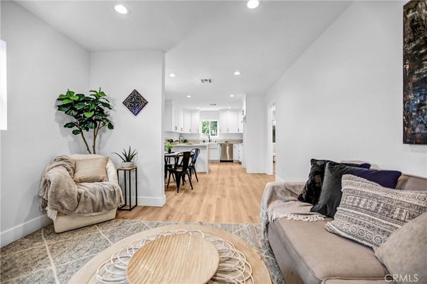 Dining room, Interior, Kitchen, Living room, Recessed Lighting, Wood Texture Flooring