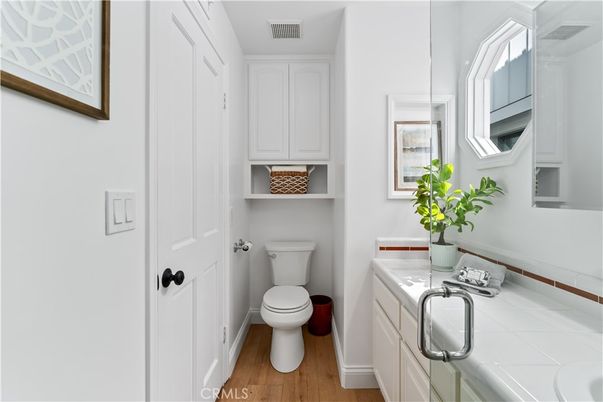 Bathroom, Interior, Tile Countertops, Wood Texture Flooring