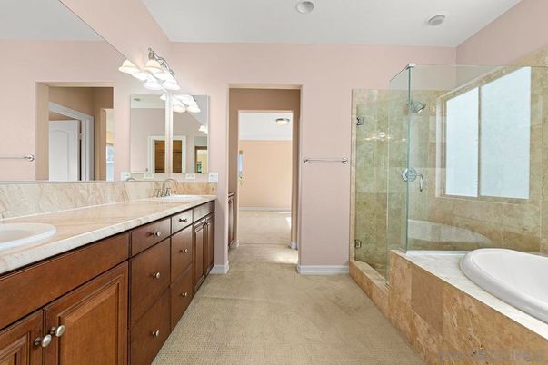 Bathroom, Dual Sink Vanities, Glass Shower, Interior, Recessed Lighting