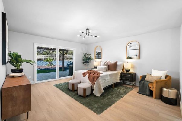 Bedroom, Interior, Pendant Lights, Wood Texture Flooring