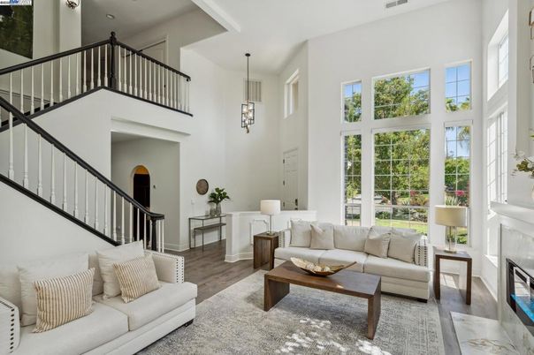 Fireplace, Interior, Living room, Pendant Lights, Wood Texture Flooring