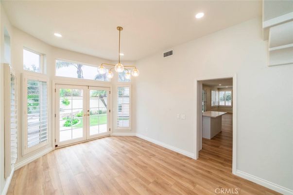 Empty room, Interior, Pendant Lights, Recessed Lighting, Wood Texture Flooring