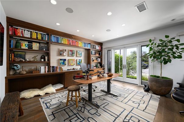 Home Office, Interior, Recessed Lighting, Wood Texture Flooring