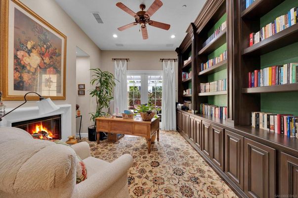 Fireplace, Home Office, Interior, Recessed Lighting
