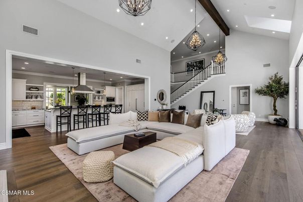 Interior, Kitchen, Living room, Pendant Lights, Recessed Lighting, Stainless Steel Appliances, Wood Texture Flooring