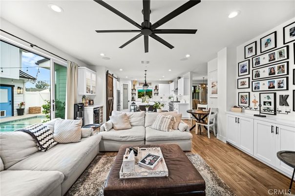 Dining room, Interior, Kitchen, Living room, Pendant Lights, Recessed Lighting, Wood Texture Flooring