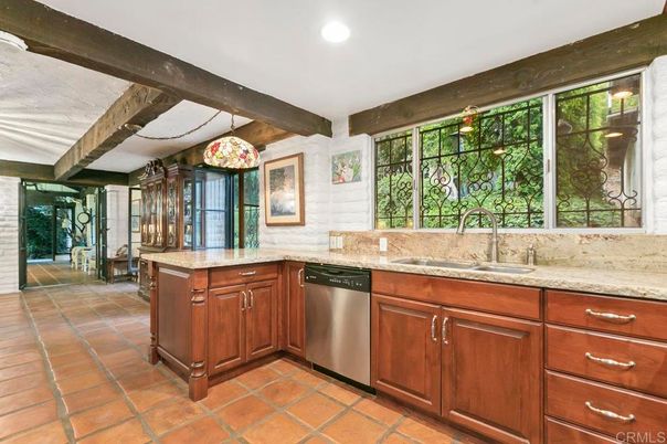 Interior, Kitchen, Recessed Lighting, Stainless Steel Appliances, Wooden Beams