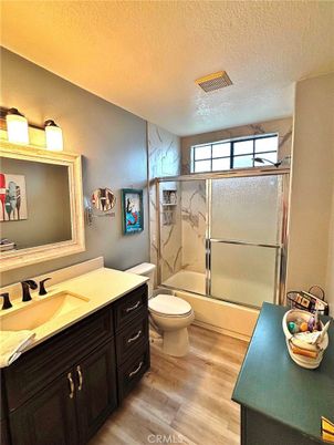Bathroom, Glass Shower, Interior, Marble Walls, Wood Texture Flooring