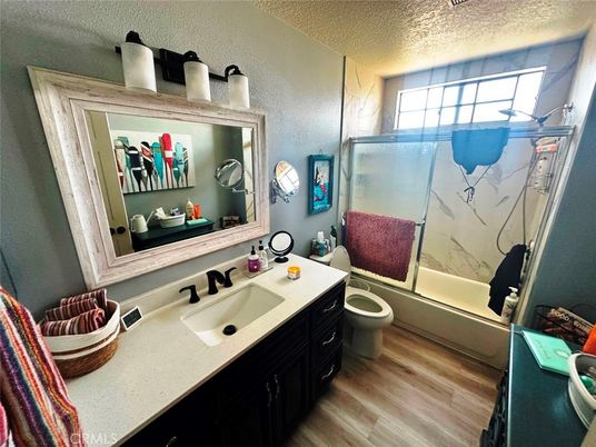 Bathroom, Glass Shower, Interior, Wood Texture Flooring