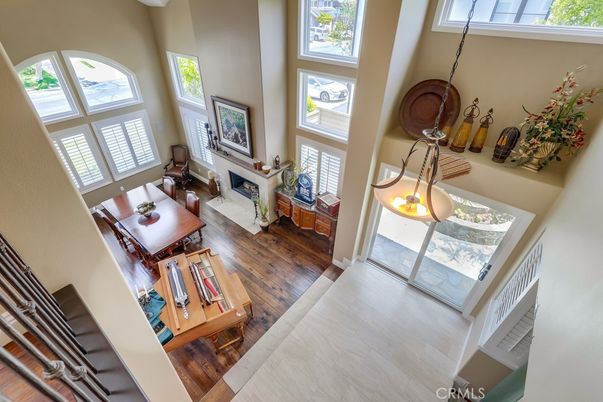 Dining room, Fireplace, Interior, Living room, Pendant Lights, Wood Texture Flooring