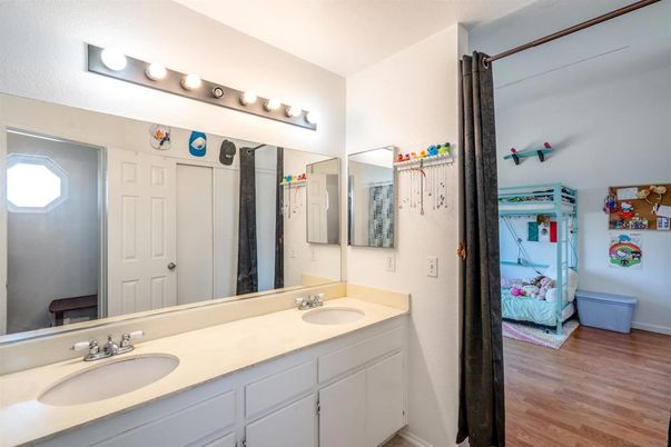 Bathroom, Dual Sink Vanities, Interior, Wood Texture Flooring