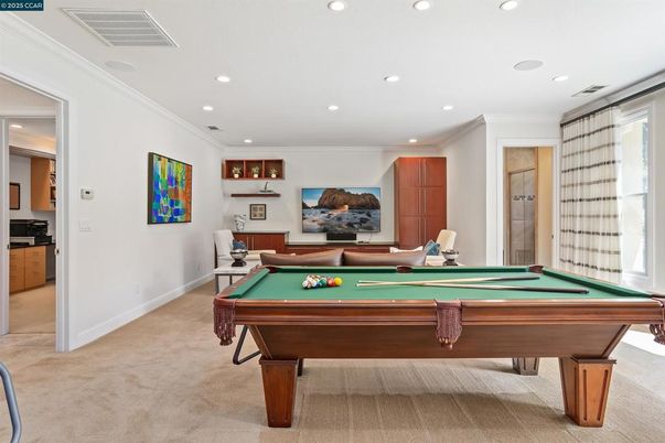 Billiard Table, Game Room, Interior, Recessed Lighting