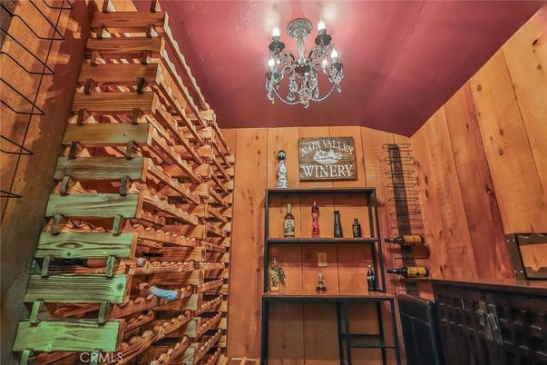 Chandelier, Interior, Wine Storage, Wooden Walls