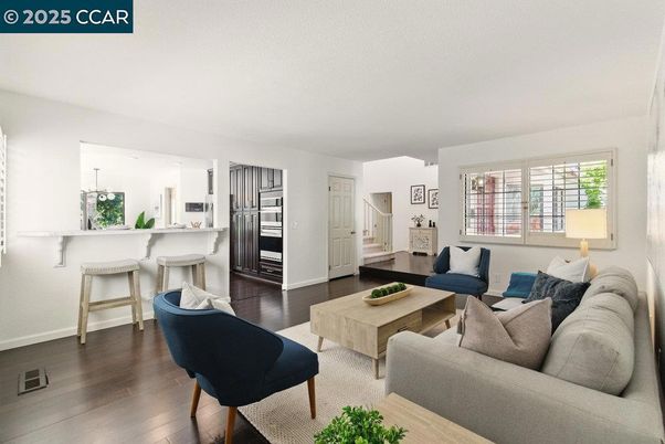 Interior, Kitchen, Living room, Stainless Steel Appliances, Wood Texture Flooring