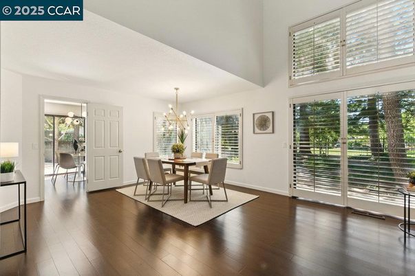 Chandelier, Dining room, Interior, Pendant Lights, Wood Texture Flooring