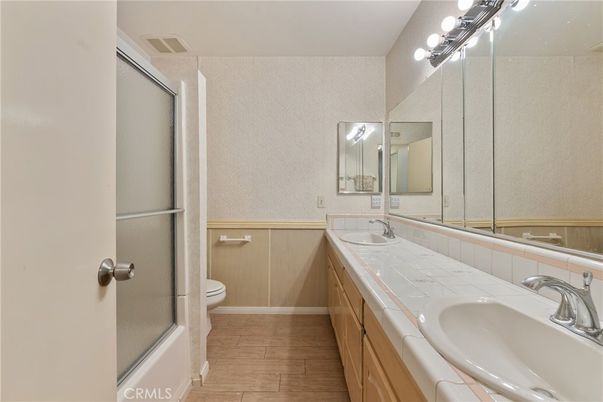 Bathroom, Dual Sink Vanities, Glass Shower, Interior, Tile Countertops
