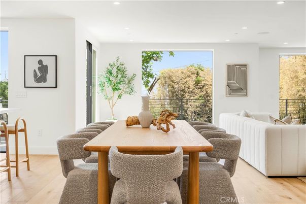 Dining room, Interior, Recessed Lighting, Wood Texture Flooring