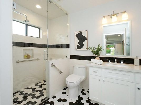 Bathroom, Glass Shower, Interior, Recessed Lighting
