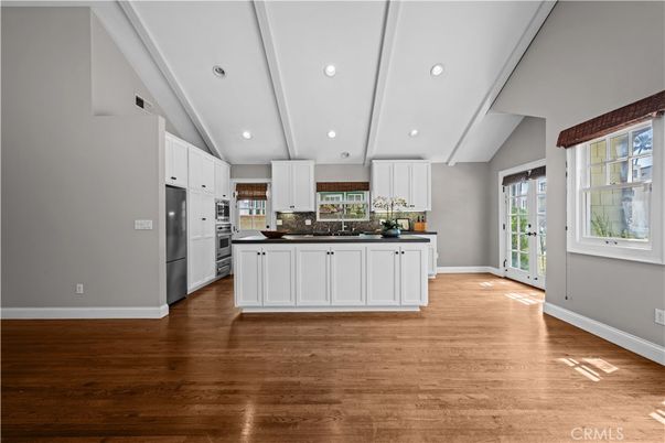 Interior, Kitchen, Recessed Lighting, Wood Texture Flooring