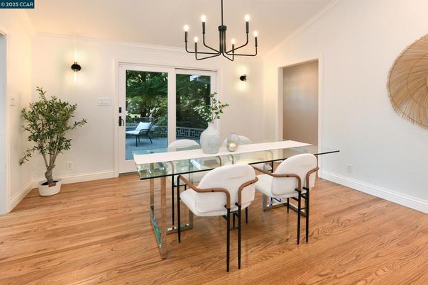 Chandelier, Dining room, Interior, Wood Texture Flooring