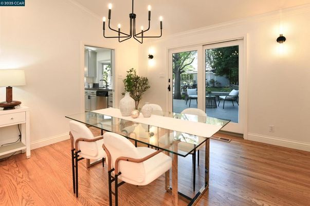 Chandelier, Dining room, Interior, Wood Texture Flooring